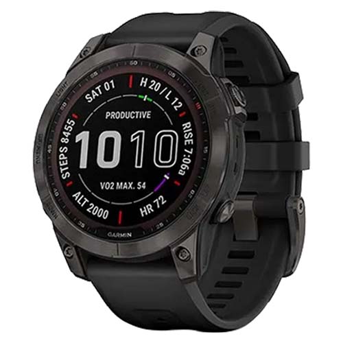 Garmin Smart Watch Garmin Fenix 7 Sapphire Solar Edition 47mm Black DLC Titanium Case with Black Band