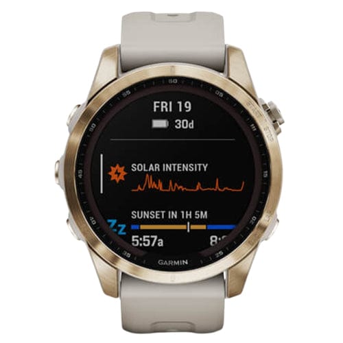 Garmin Smart Watch Garmin Fenix 7S Sapphire Solar Edition 42mm Cream Gold Titanium with Light Sand Band