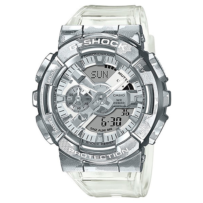 Casio G-Shock Analog Digital Watch - Metal Covered - Silver x Clear