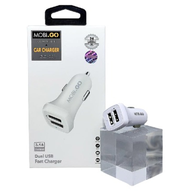 Buy Mobigo Dual USB Fast 3.1A Car Charger - White